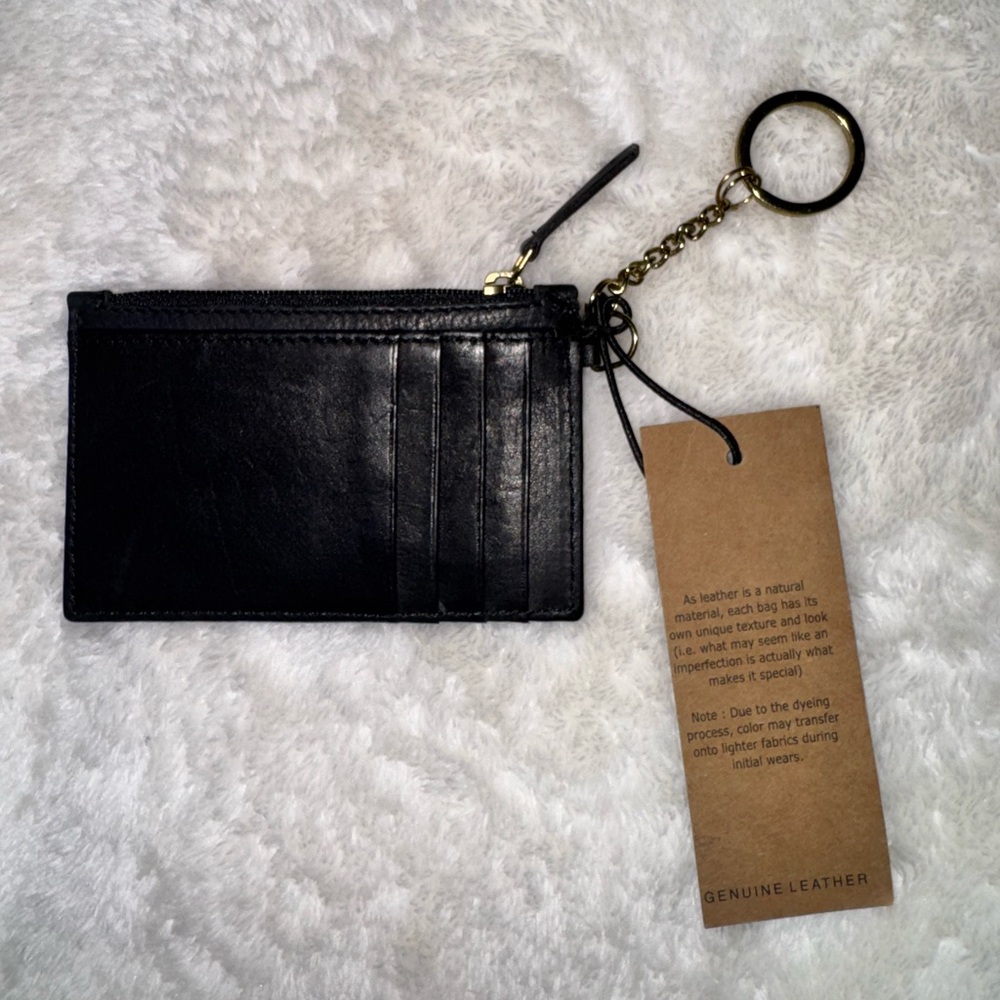 Margot New York Leather Zip Slim Card Case Wallet New W/ Tag 100% Leather - Picture 2 of 3